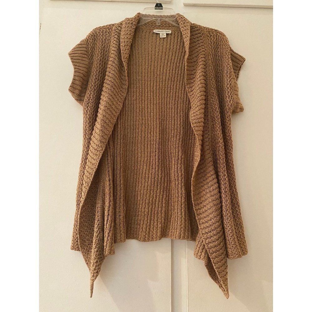 Coldwater Creek Open Front Beige Linen Knit Cardigan Medium (10 to 12)